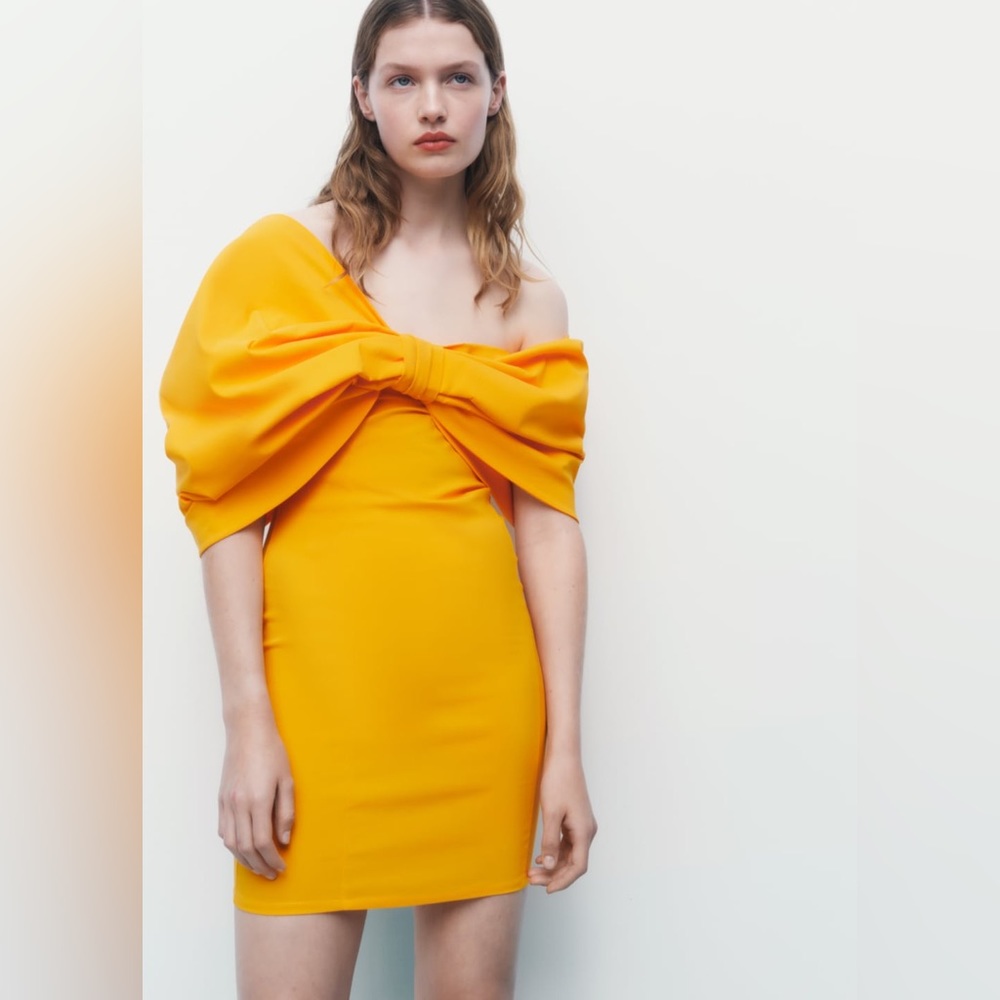 Zara bow asymmetric dress